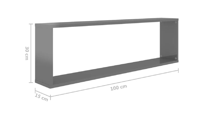 NNEVL Wall Shelves Floating Rectangle 2pcs. 100 x 15 x 30 - Gloss Grey