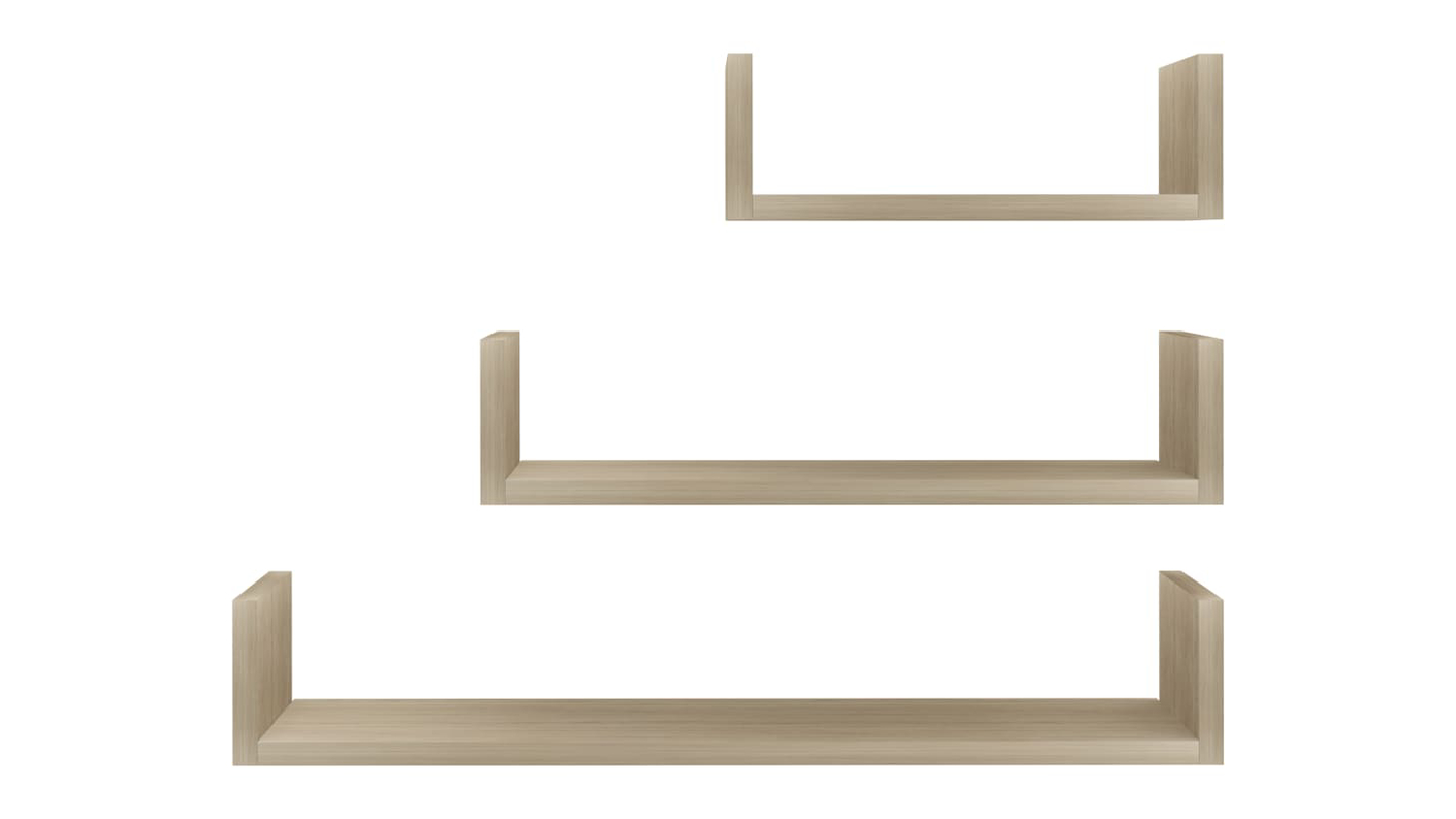 NNEVL U-Shape Floating Wall Shelves 3pcs. - Sonoma Oak