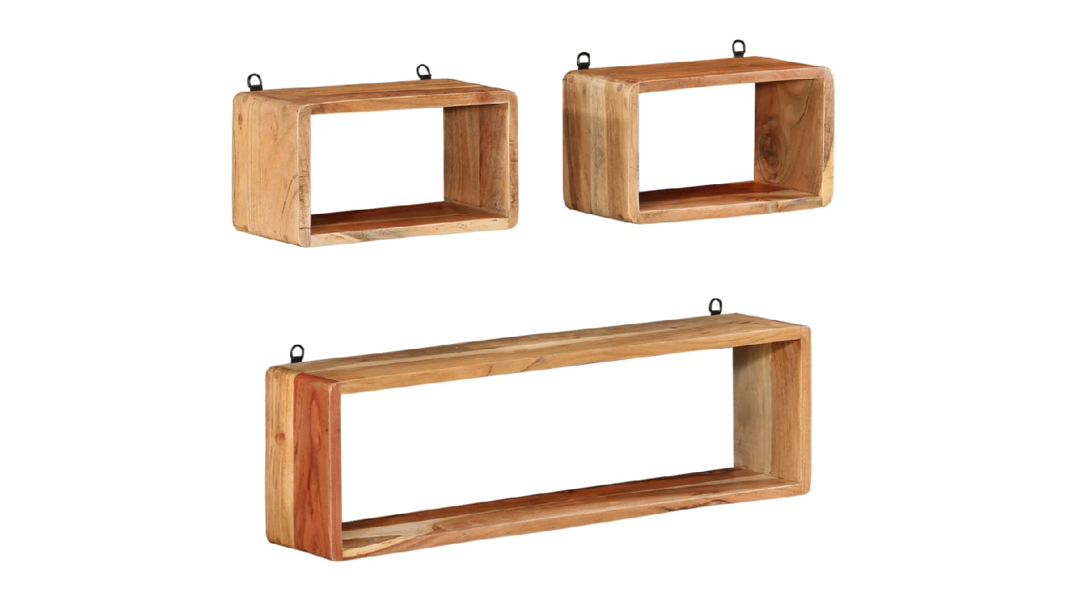 NNEVL Floating Rectangle Wall Shelves 3pcs. - Acacia Wood