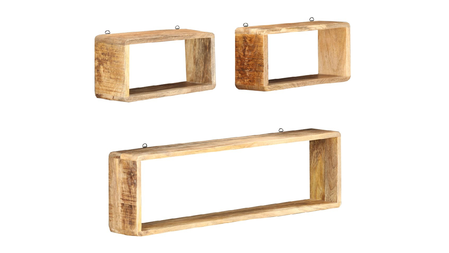 NNEVL Floating Rectangle Wall Shelves 3pcs. - Mango Wood