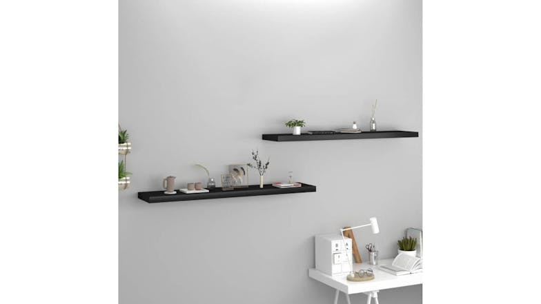 NNEVL Wall Shelves Ledge 2pcs. 120 x 23.5 x 3.8cm - Black