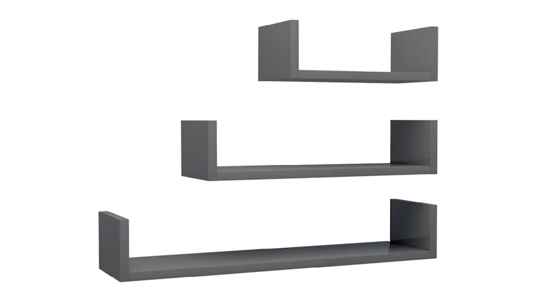 NNEVL Wall Shelves U-Shape Floating 3pcs. - Gloss Grey