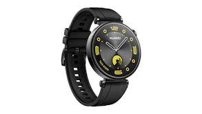 Huawei Watch GT 4 Smartwatch - Stainless steel Case with Black Fluoroelastomer Band (41mm Case, GPS, Bluetooth)