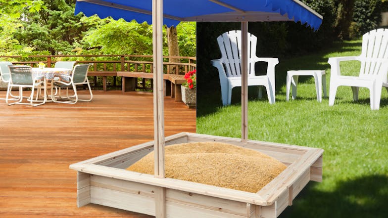 TSB Living Wooden Sandpit with Canopy