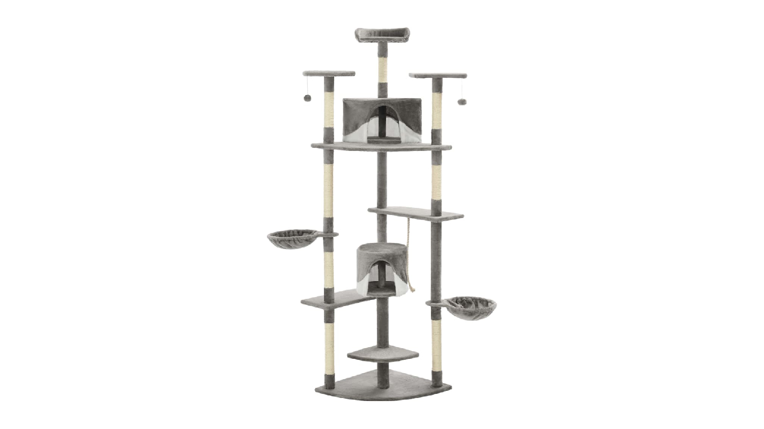 NNEVL Cat Tree with Scratching Posts 203cm - Grey/White