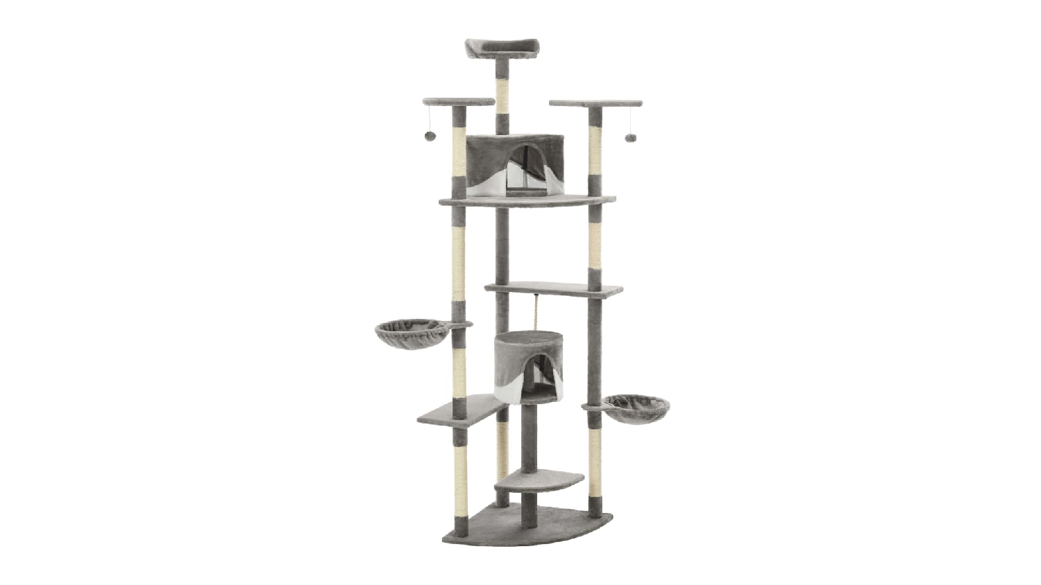 NNEVL Cat Tree with Scratching Posts 203cm - Grey/White