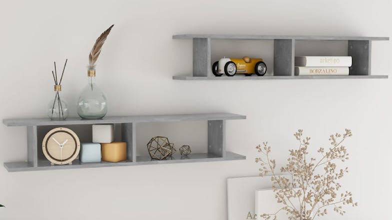 NNEVL Wall Shelves Floating Ladder 2pcs. 105 x 18 x 20cm - Concrete Grey