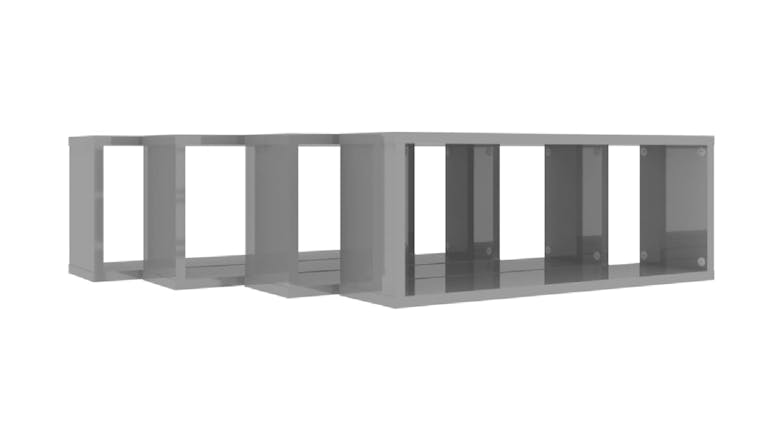 NNEVL Wall Shelves Floating Rectangle 4pcs. 60 x 15 x 33cm - Gloss Grey