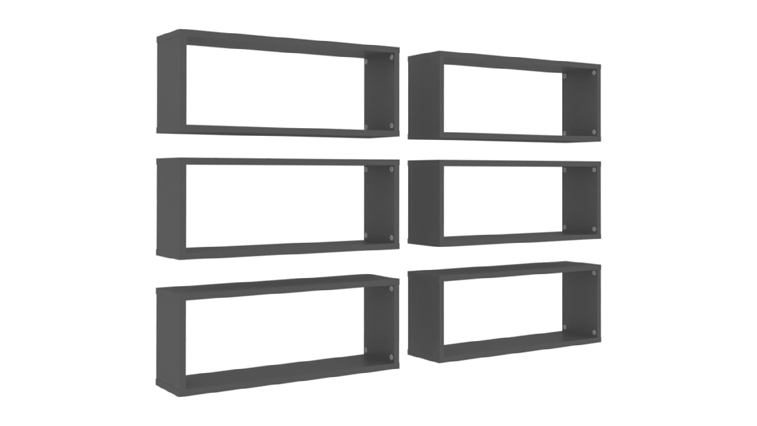 NNEVL Wall Shelves Floating Rectangle 6pcs. 60 x 15 x 33cm - Grey