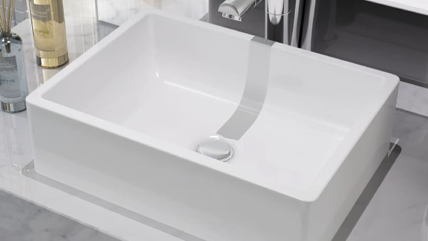NNEVL Rounded Rectangle Ceramic Basin 41 x 30 x 12cm - White