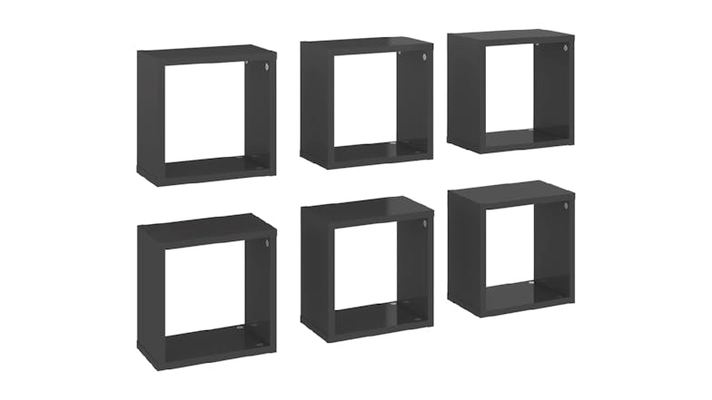 NNEVL Wall Shelves Floating Cube 6pcs. 26 x 15 x 26 - Gloss Grey