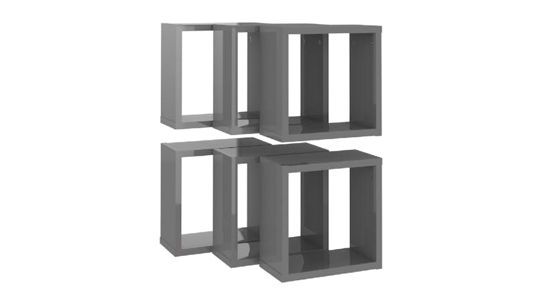 NNEVL Wall Shelves Floating Cube 6pcs. 30 x 15 x 30cm - Gloss Grey