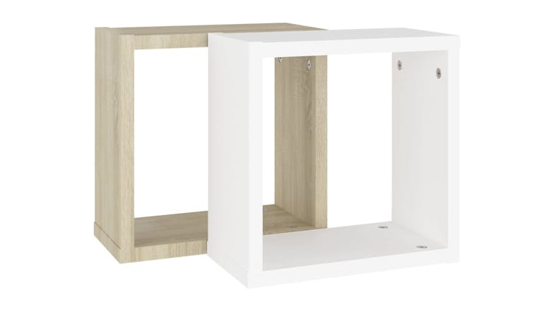 NNEVL Wall Shelves Floating Cube 2pcs. 30 x 15 x 30 - Sonoma Oak/White