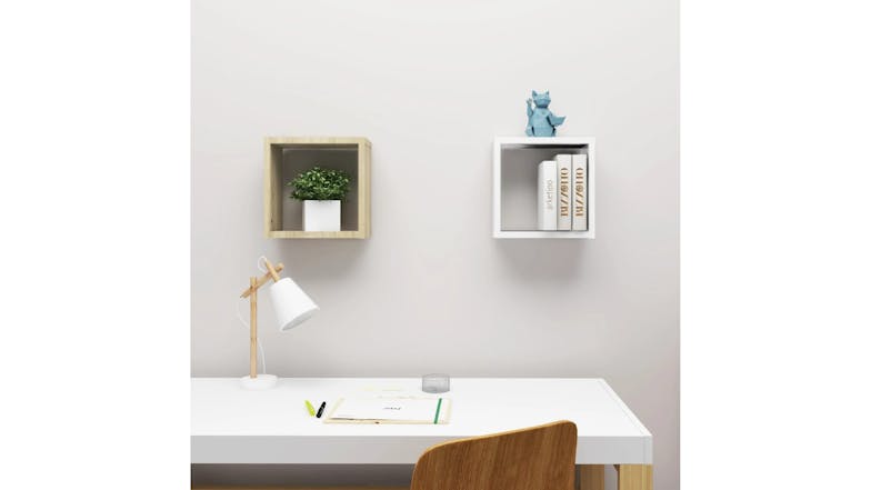 NNEVL Wall Shelves Floating Cube 2pcs. 30 x 15 x 30 - Sonoma Oak/White