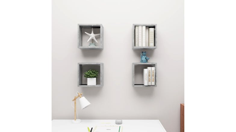 NNEVL Wall Shelves Floating Cube 4pcs. 30 x 15 x 30 - Concrete Grey