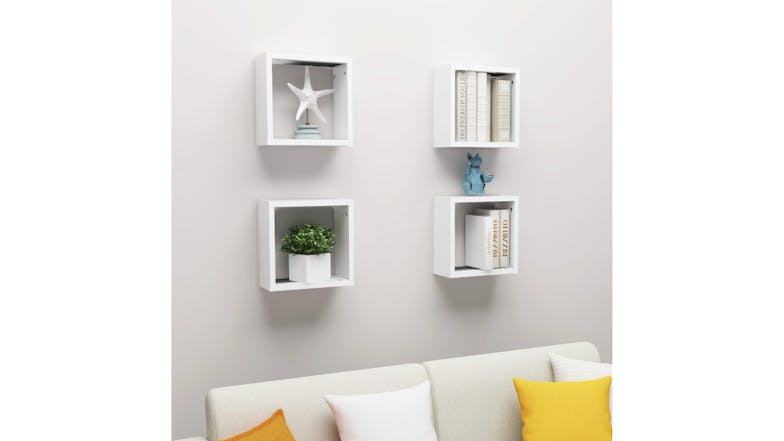 NNEVL Wall Shelves Floating Cube 4pcs. 30 x 15 x 30cm - White