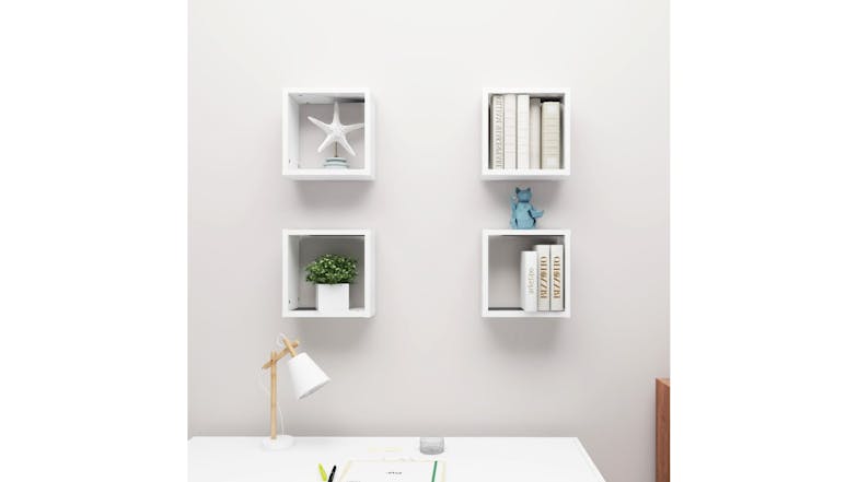 NNEVL Wall Shelves Floating Cube 4pcs. 30 x 15 x 30cm - White