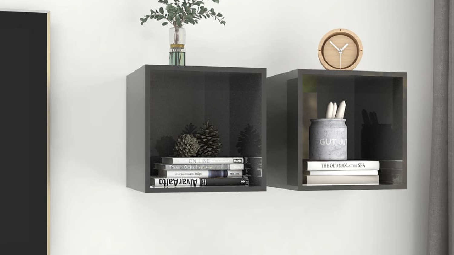 NNEVL Wall Cabinet 2pcs. 37 x 37 x 37cm - Gloss Grey