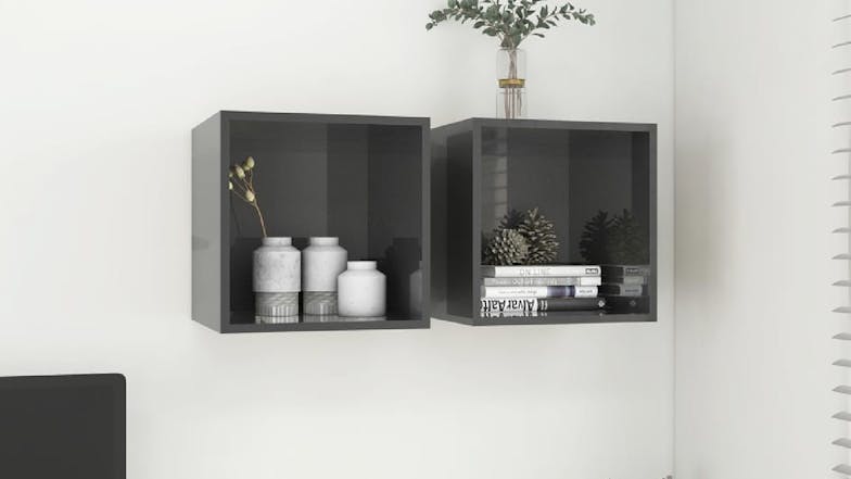 NNEVL Wall Cabinet 2pcs. 37 x 37 x 37cm - Gloss Grey