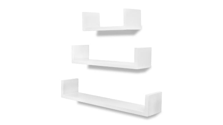 NNEVL Wall Shelves U-Shape Floating 3pcs. - White