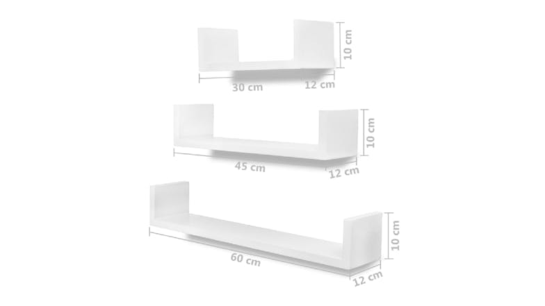 NNEVL Wall Shelves U-Shape Floating 6pcs. - White