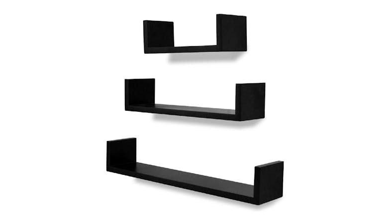 NNEVL Wall Shelves U-Shape Floating 6pcs. - Black