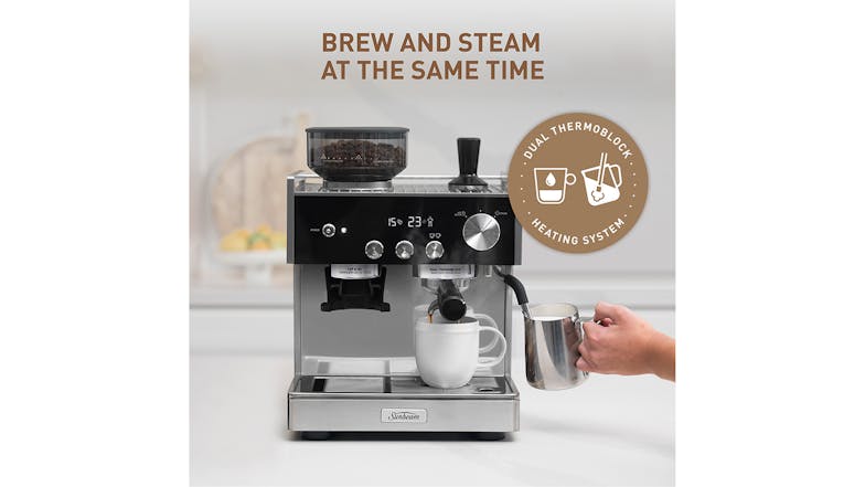 Sunbeam Origins 15 Bar Pump Manual Espresso Machine - Silver Black