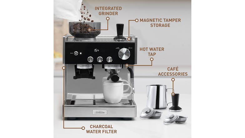 Sunbeam Origins 15 Bar Pump Manual Espresso Machine - Silver Black