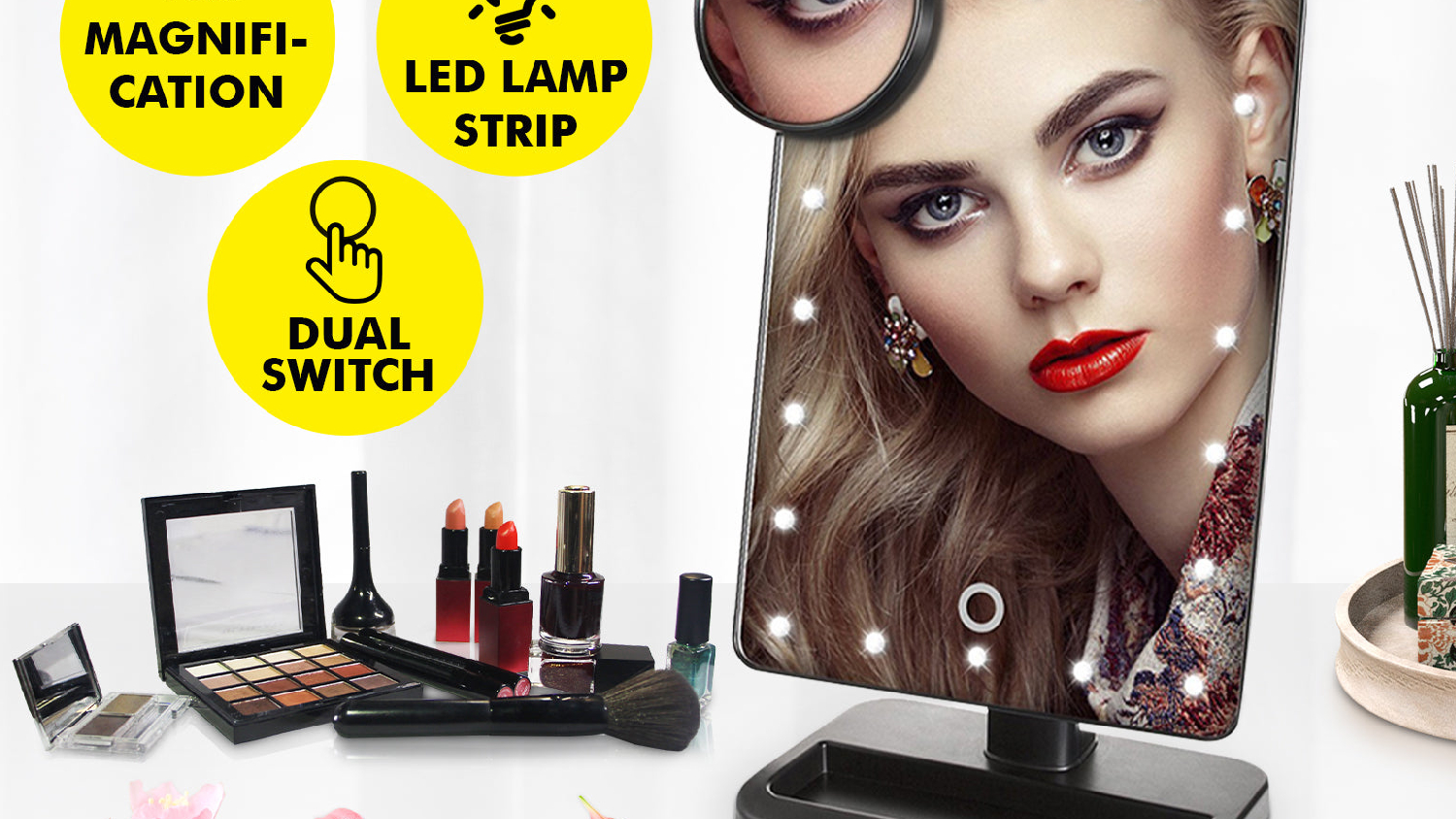 TSB Living LED Tabletop Vanity Mirror with Magnification Harvey Norman New Zealand