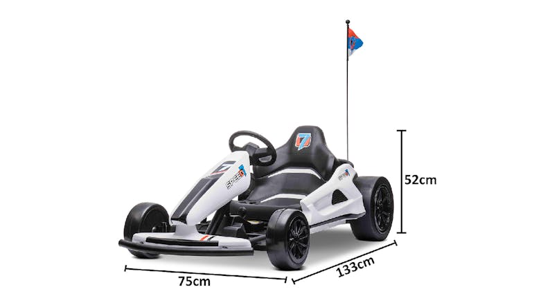 TSB Living Kids' Electric Go Kart with Drift Capability - White