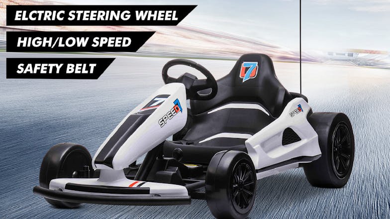 TSB Living Kids' Electric Go Kart with Drift Capability - White