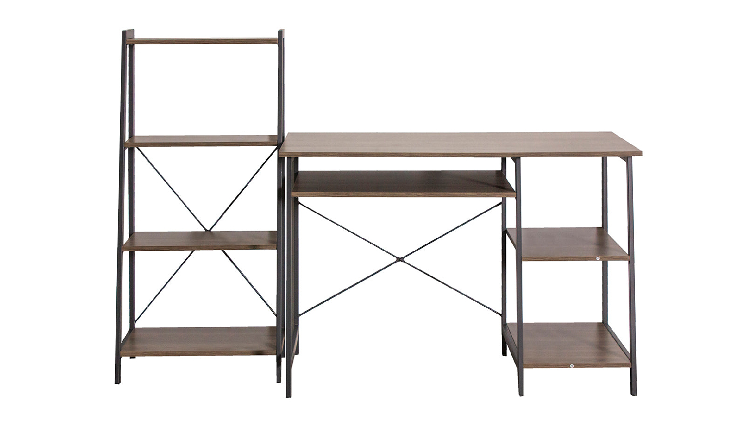 TSB Living T Metal Frame Desk & Bookshelf Set