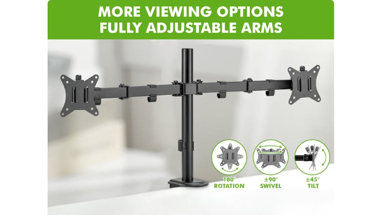 TSB Living Dual Arm Flat/Curved Monitor Desk Mount 32" w/ VESA Adaptor