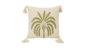 Summer Palm Embroidered Square Cushion