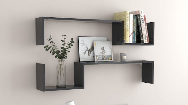 NNEVL Wall Shelves S-Shape Floating 100 x 15 x 20cm 2pcs. - Grey