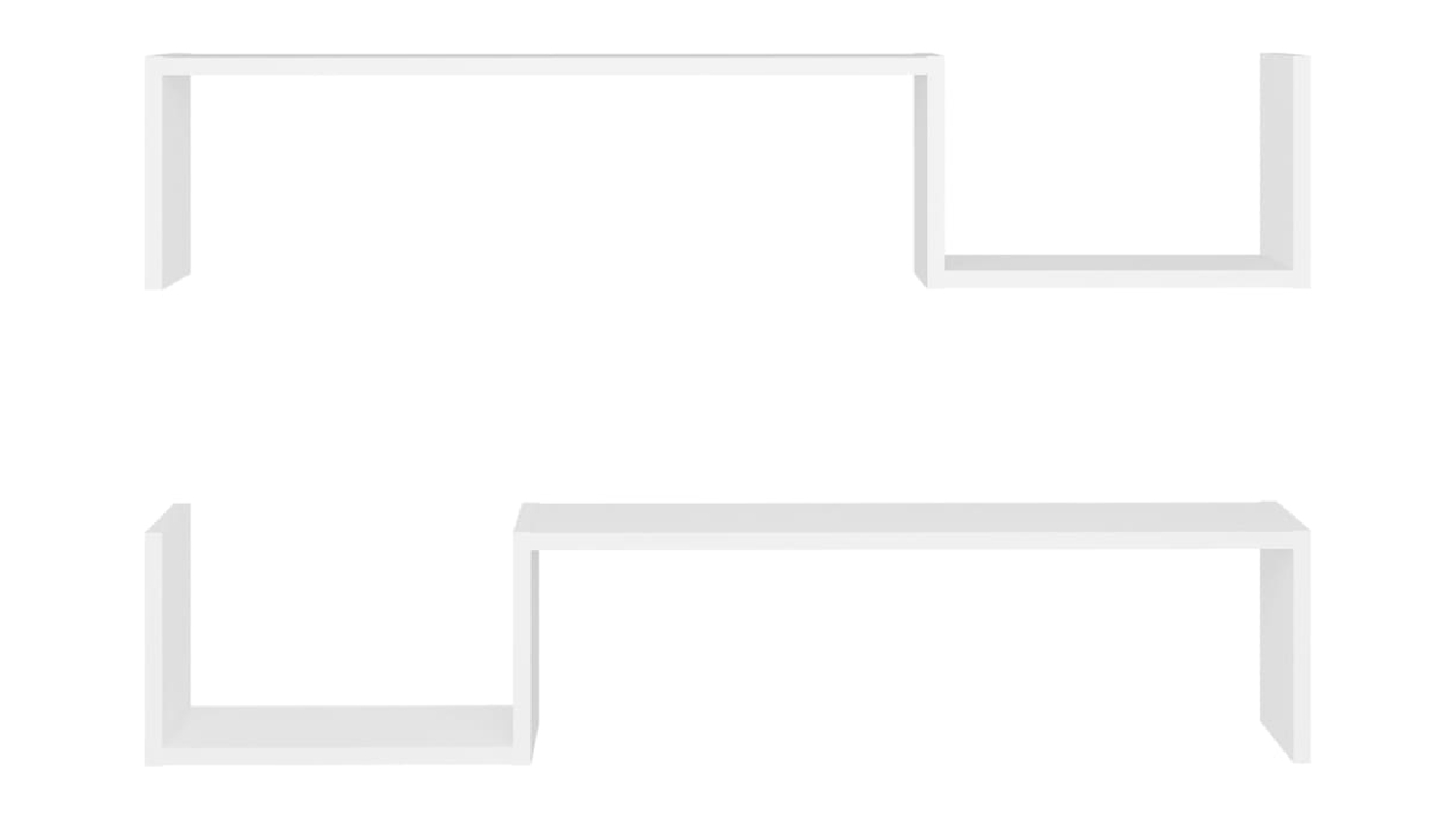 NNEVL Wall Shelves S-Shape Floating 100 x 15 x 20cm 2pcs. - White