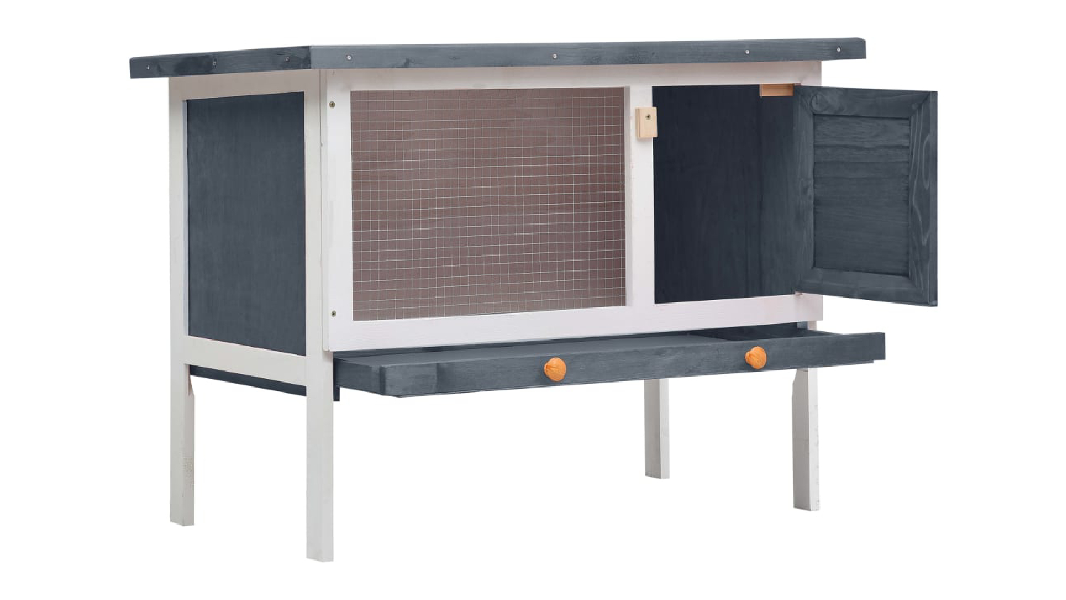 NNEVL Outdoor Rabbit Hutch Single Layer 90cm - Grey Wood
