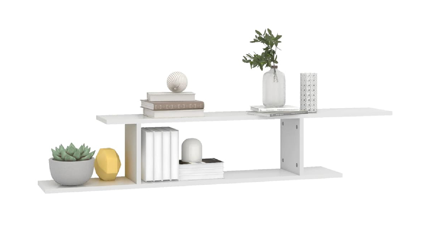 NNEVL Wall-Mounted TV Shelf 125 x 18 x 23cm - Gloss White