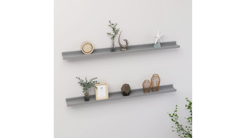 NNEVL Wall Shelves Ledge 2pcs. 100 x 9 x 3cm - Grey