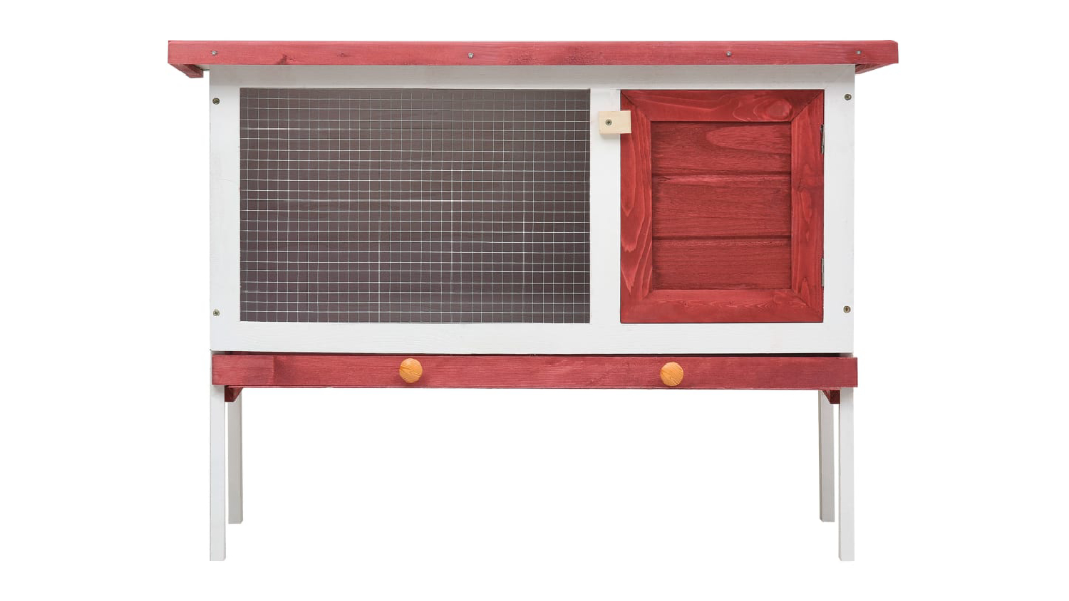 A front view of the outdoor rabbit hutch