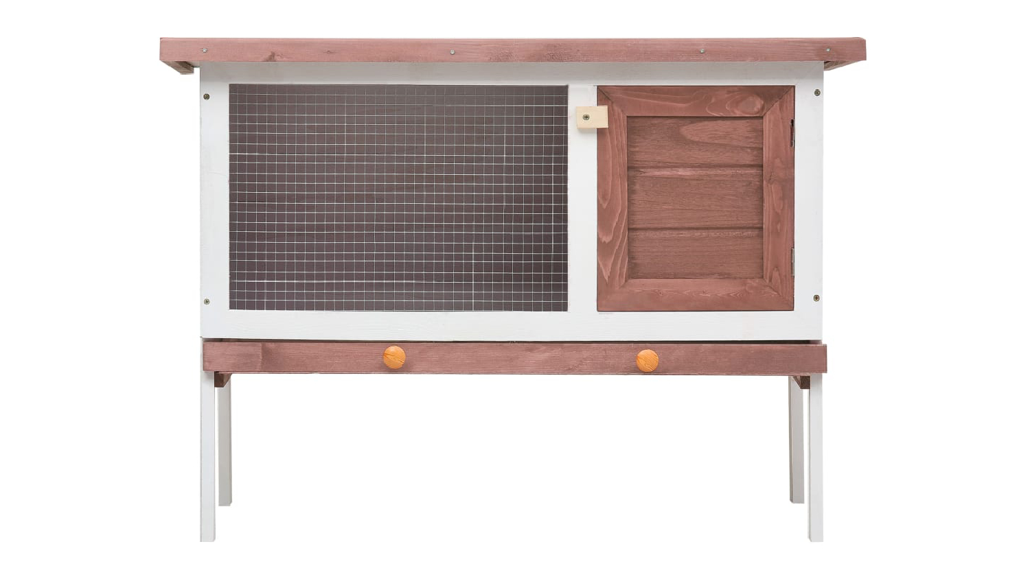 NNEVL Outdoor Rabbit Hutch Single Layer 90cm - Brown Wood