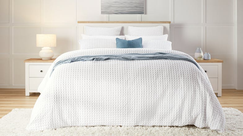 Cape Waffle White Duvet Cover Set by L'Avenue