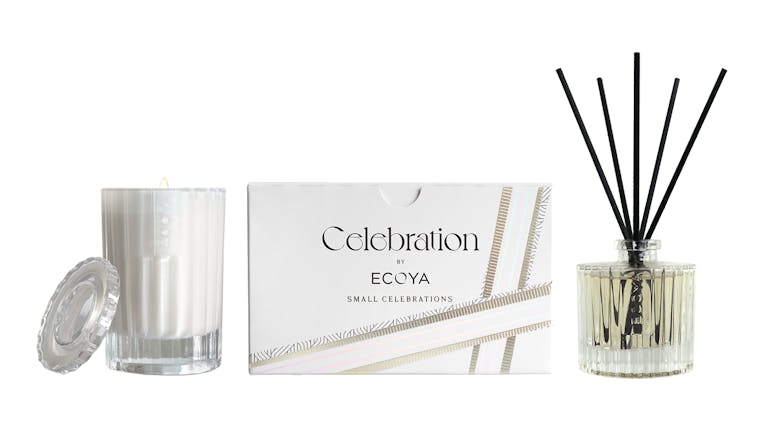 Ecoya Small Celebrations Candle & Diffuser Gift Set - White Musk