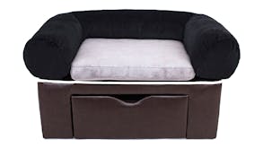 TSB Living Fabric Pet Sofa with Storage Drawer - Black/Brown