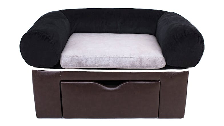 TSB Living Fabric Pet Sofa with Storage Drawer - Black/Brown