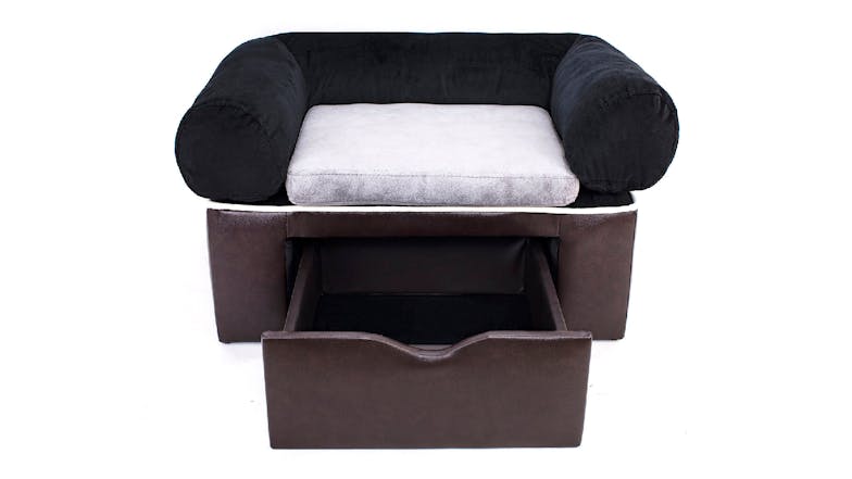 TSB Living Fabric Pet Sofa with Storage Drawer - Black/Brown