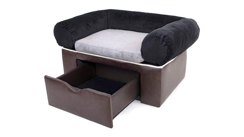 TSB Living Fabric Pet Sofa with Storage Drawer - Black/Brown