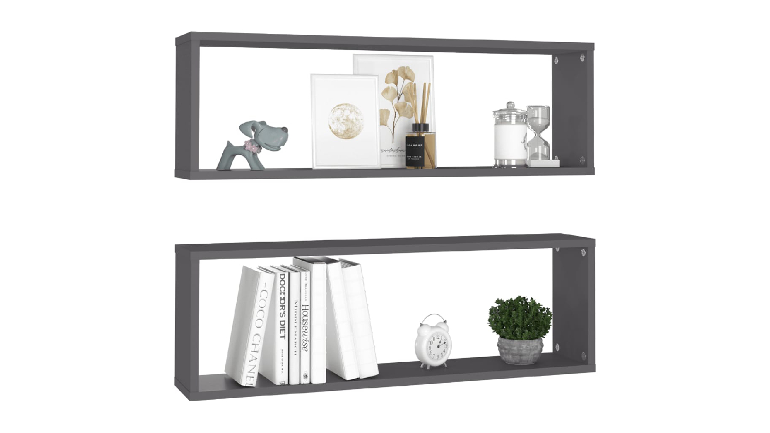 NNEVL Wall Shelves Floating Rectangle 2pcs. 80 x 15 x 26.5 - Grey