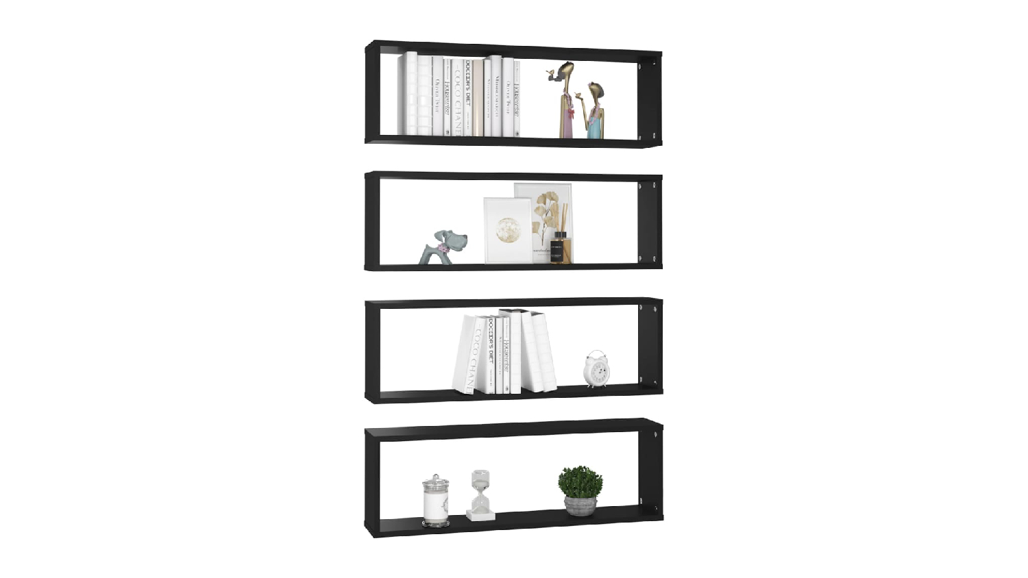 NNEVL Wall Shelves Floating Rectangle 4pcs. 80 x 15 x 26.5 - Black