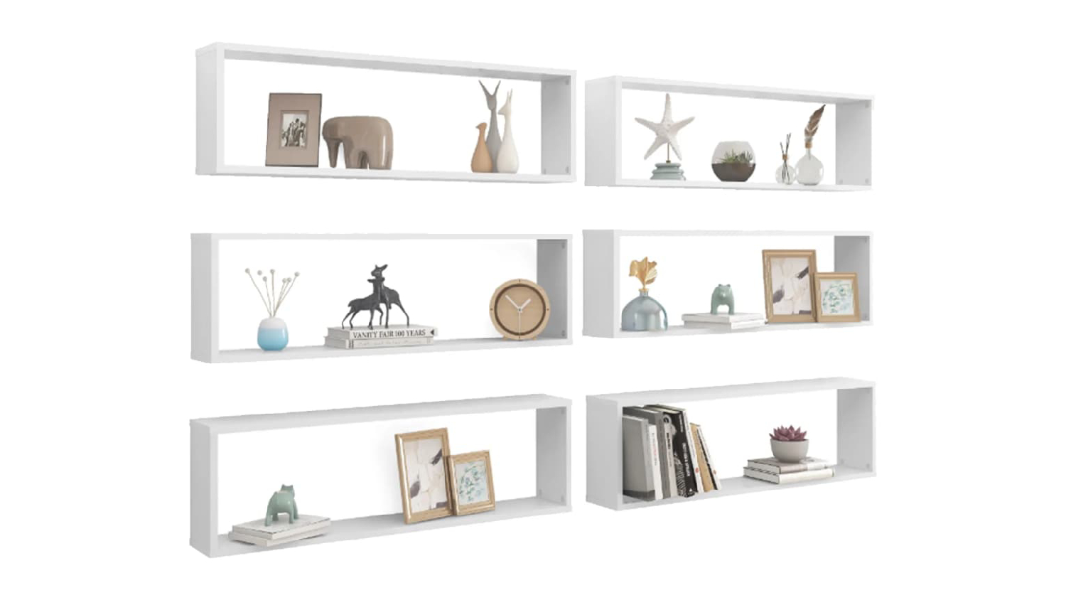 NNEVL Wall Shelves Floating Rectangle 6pcs. 100 x 15 x 30 - Gloss White